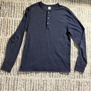 J. Crew Dark Blue Long Sleeve Henley Shirt